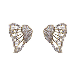 Butterfly Earrings With Pearls And Diamonds