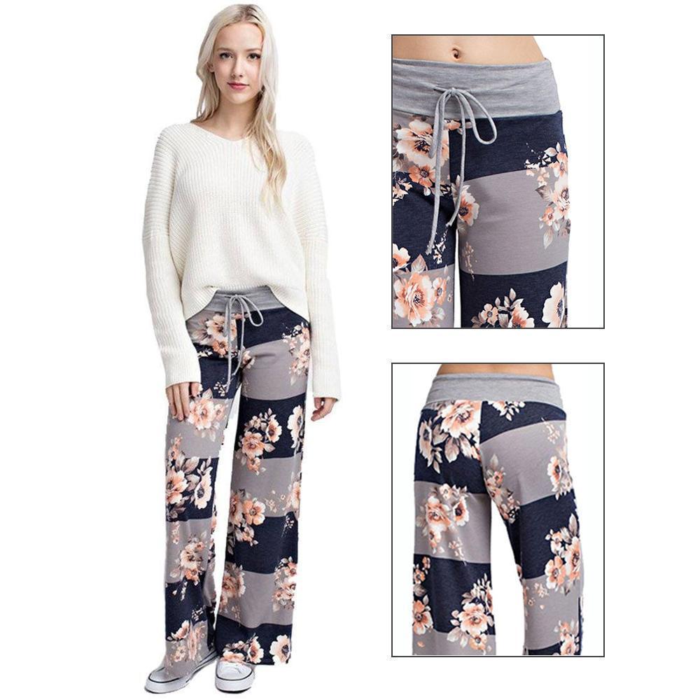 Pantalones Florales Holgados de Mujer, - Tejido Ligero