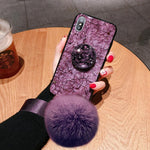 Hair Ball Airbag Bracket Holder Diamond iPhone Case