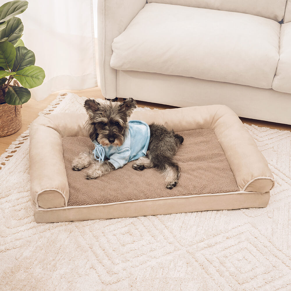 <tc>Cama ortopédica para perros de gran soporte en ante de lana sintética</tc>