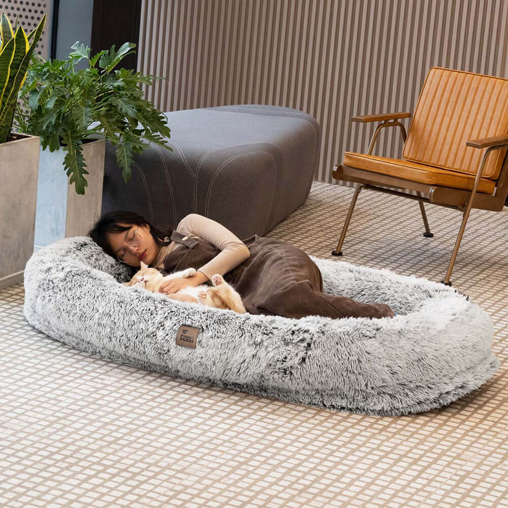 Cama oval luxuosa super grande para dormir mais profunda cama para cachorro humano