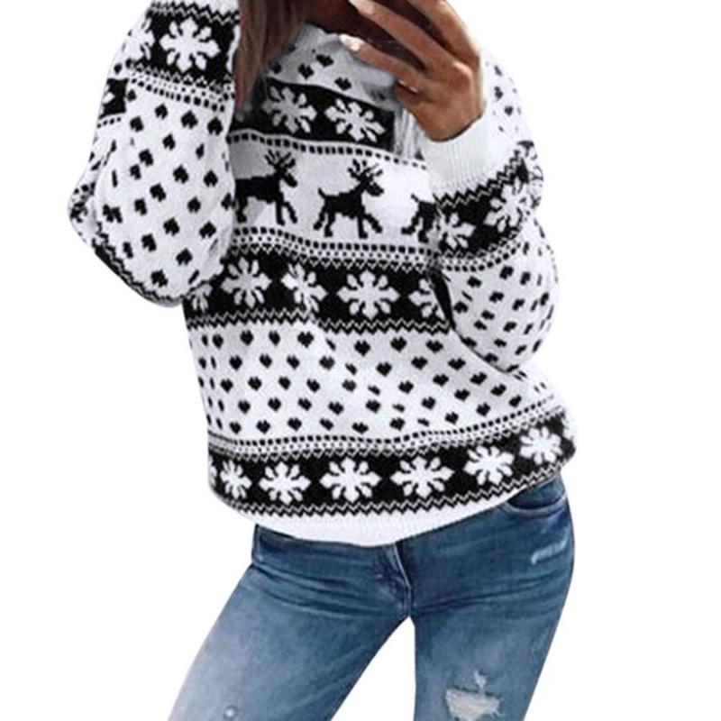 Women New Christmas Xmas Knitted Pullover Sweater