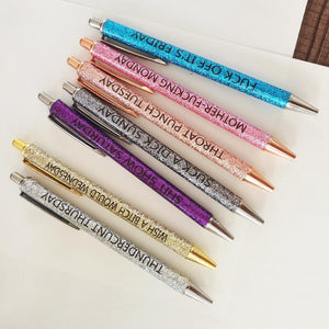 Swear Word Daily ballpoint Pen Set(7cs* Funny black ink Pens )